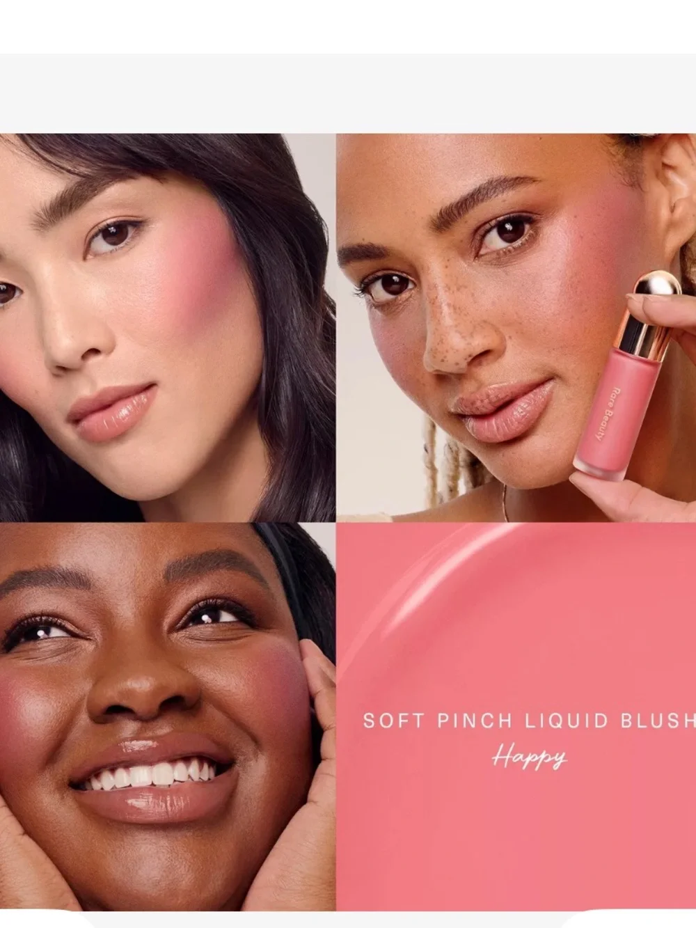 Rare Beauty Soft Pinch Liquid Blush in color Happy - pink - with pouch
